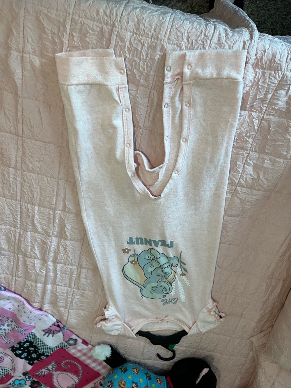 Disney Pink Peanuts Infant One-Piece Sleeper